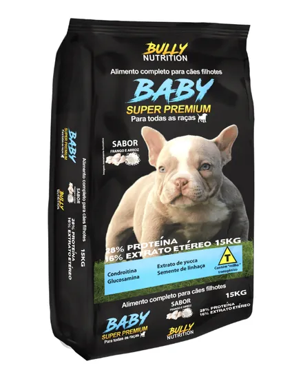 Embalagem da ração Bully Nutrition Baby Super Premium para filhotes 15 kg