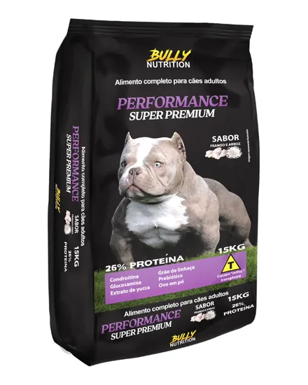 Embalagem da ração Bully Nutrition Performance Super Premium 15 kg
