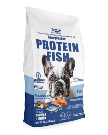 Embalagem da ração Bully Nutrition Protein Fish Raças Pequenas Super Premium 5 kg
