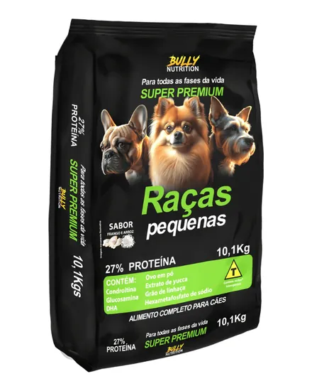 Embalagem da ração Bully Nutrition Raças Pequenas Super Premium 10,1 kg